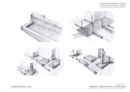 KUTNÁ HORA - HŘBITOV U VŠECH SVATÝCH | Úprava a kultivace prostoru před vstupem - křížení dvou světů. Geneze návrhu.